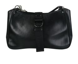 Vtg Buckle Shoulder Bag,Black,Leather,05-MA-0063,3*